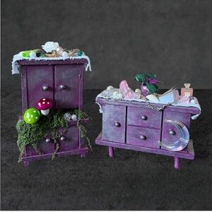 Purple Miniature Home Decor Dressers / Dollhouse Furniture